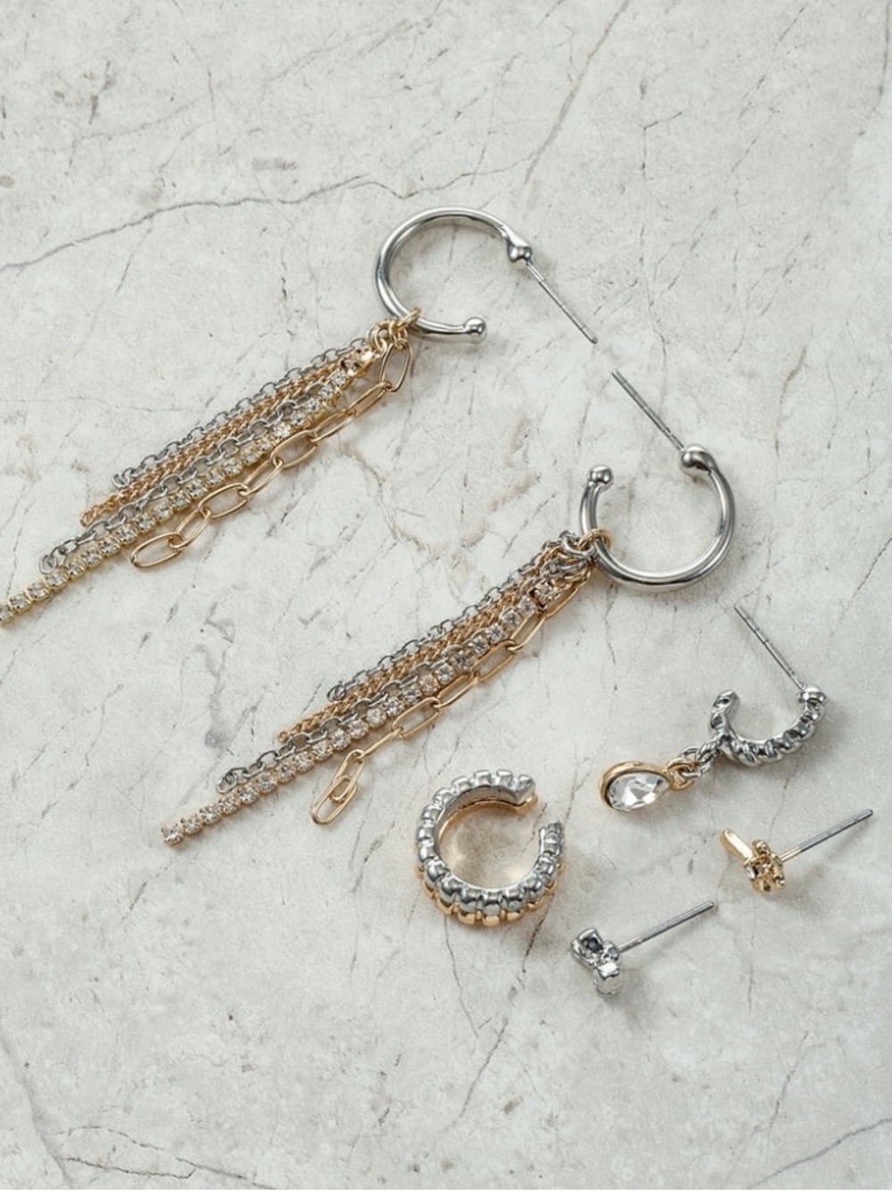 Mixed Metal Earring Set - Picture 2 of 2